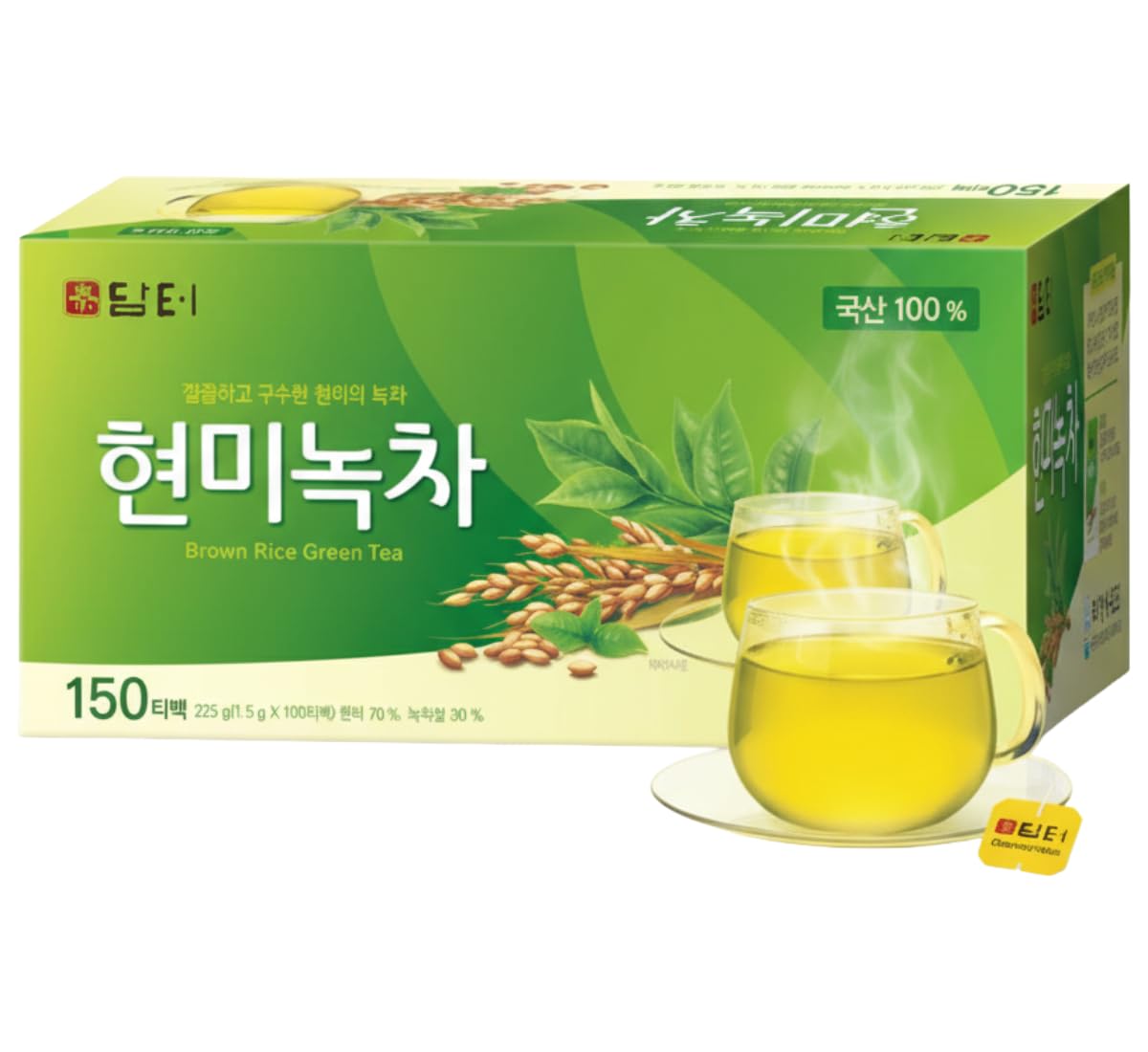 Damtuh Korean Brown Rice Green Tea – Roasted Genmaicha Blend, Nutty & Refreshing Flavor, 150 Tea Bags (1.5g each)