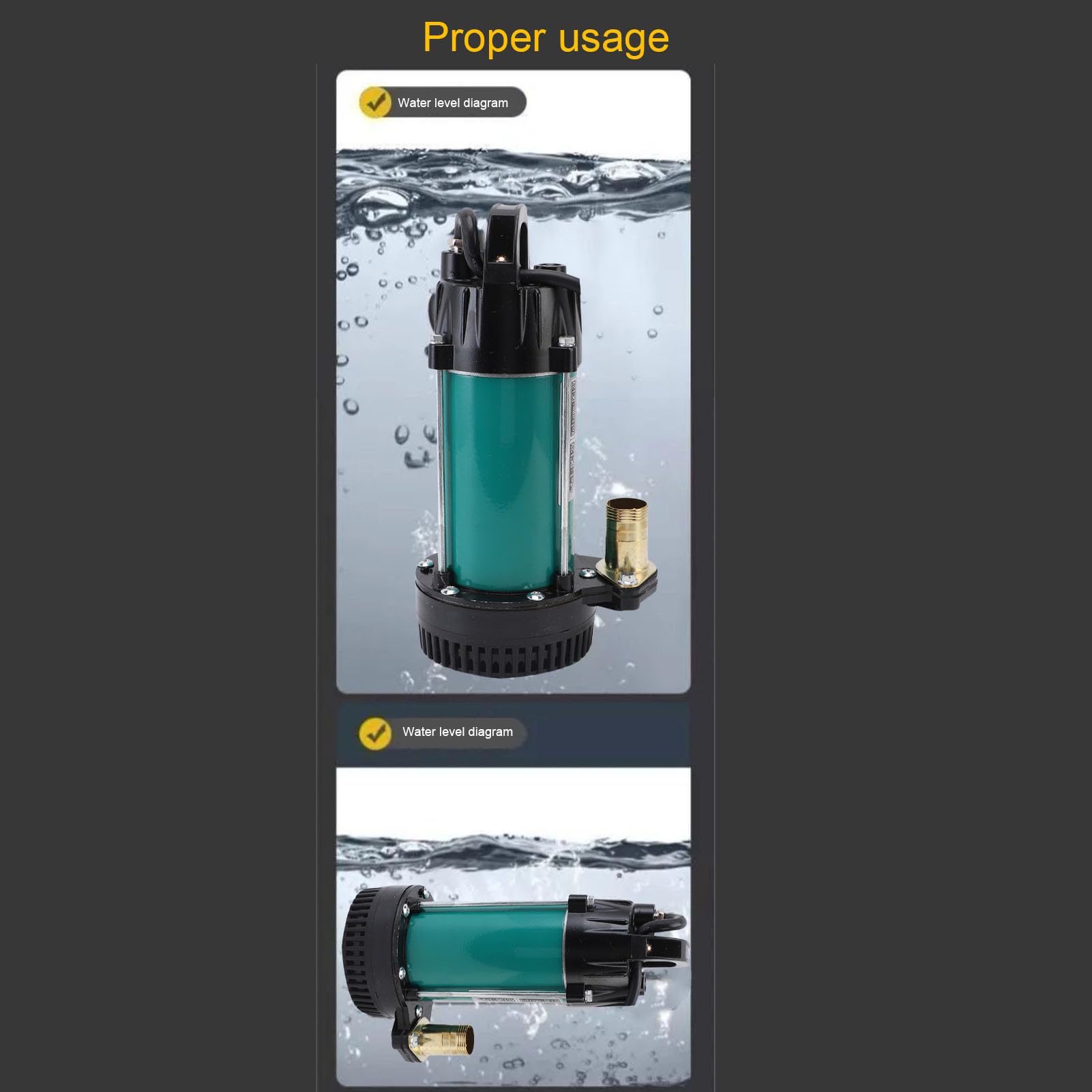Bomba de Sumidero de 300 W, Bomba de Transferencia de Agua Sumergible Portátil de Pozo Profundo Eléctrica con Cable de 23 Pies, 18 GPM, Junta de 1 Pulgada, para Estanque de Jardín, Piscina,