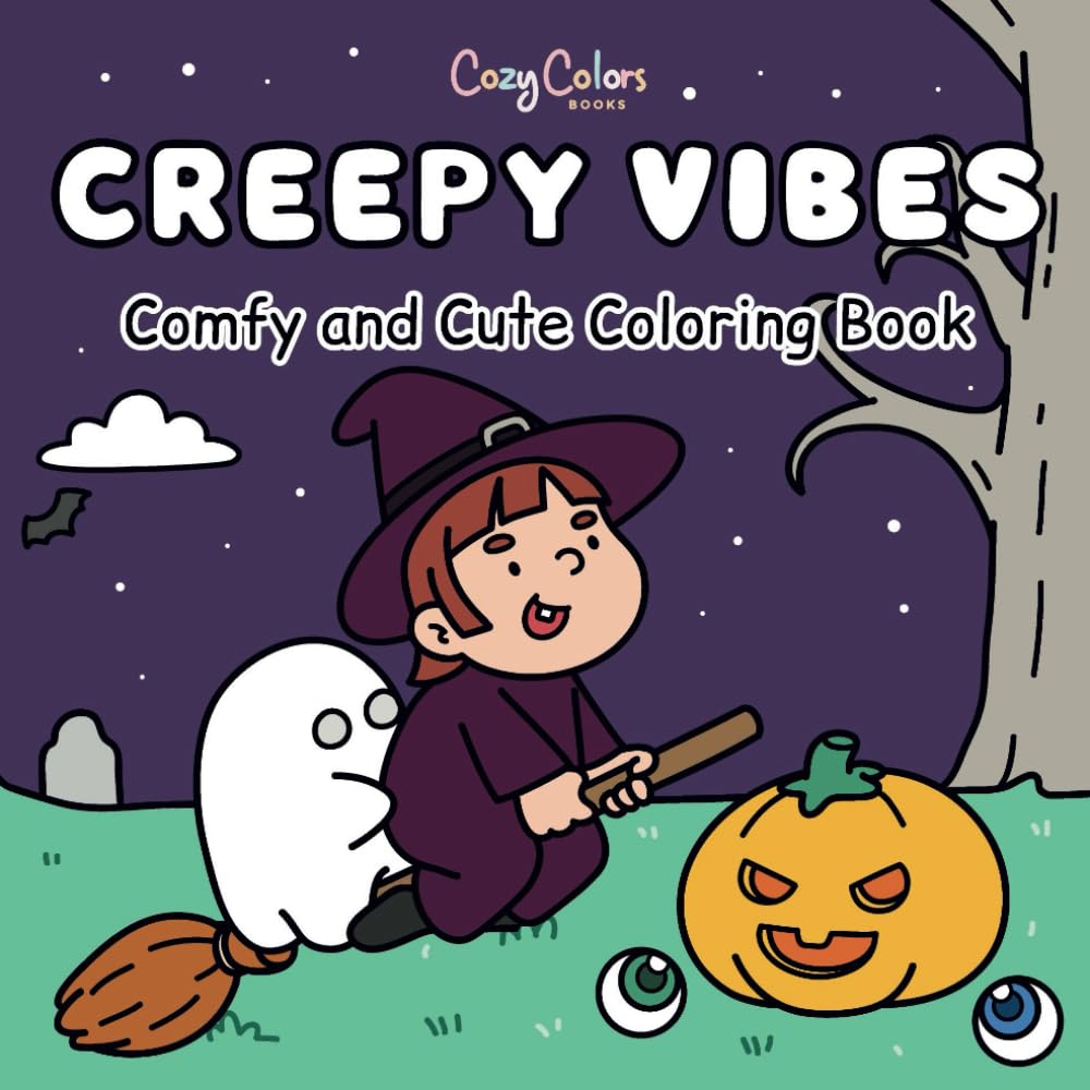 Creepy Vibes: Bold & Easy Coloring Book for Adults and Teens, Cute and Simple Designs of Spooky Characters for Relaxation