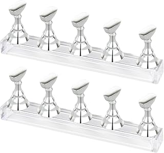 Nail Stand Acrylic Nail Art Display Stand 2 Sets Magnetic Nail Tips Practice Holder Stand DIY Display Stands for False Nail Tip Manicure Tool (Silver)