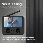 Video Doorbell Camera Wireless No Subscription with 4 3 inch IPS Screen High Definition Night Vision Two Way Audio Auto Photo Recording Drill Mount Rechargeable Chime for Home