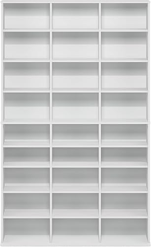 Miniatura 6 de Furinno Jaya - Estante para DVD de 24 estantes de ancho, estante multimedia con estantes ajustables, gabinetes de almacenamiento de DVD de 8 x 3