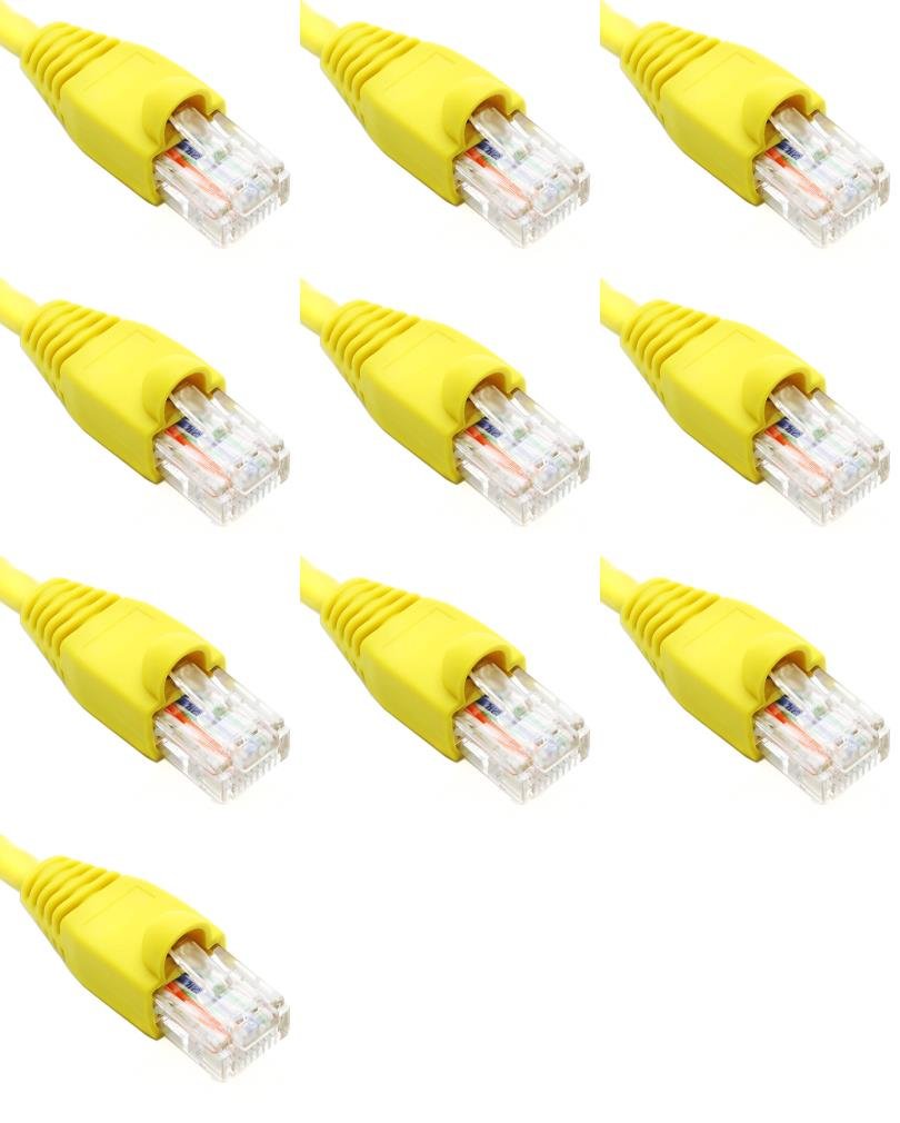 Ultra Spec Cables Opakowanie 10 - żółty kabel sieciowy 2FT Cat6 LAN Internet kabel krosowy RJ45 Gigabit