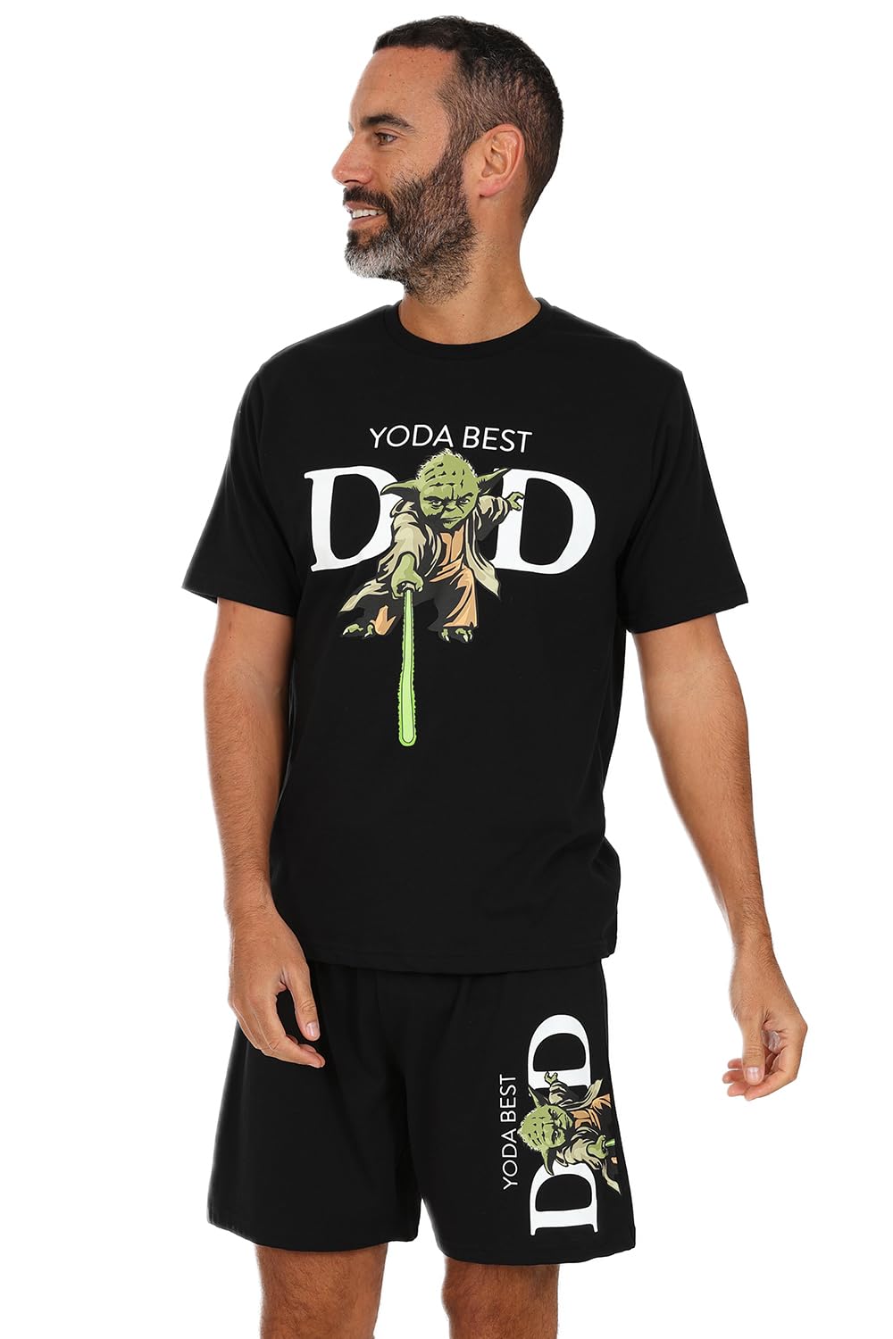 Star Wars Yoda Best Dad Mens Short Pyjama Set (Small) Black