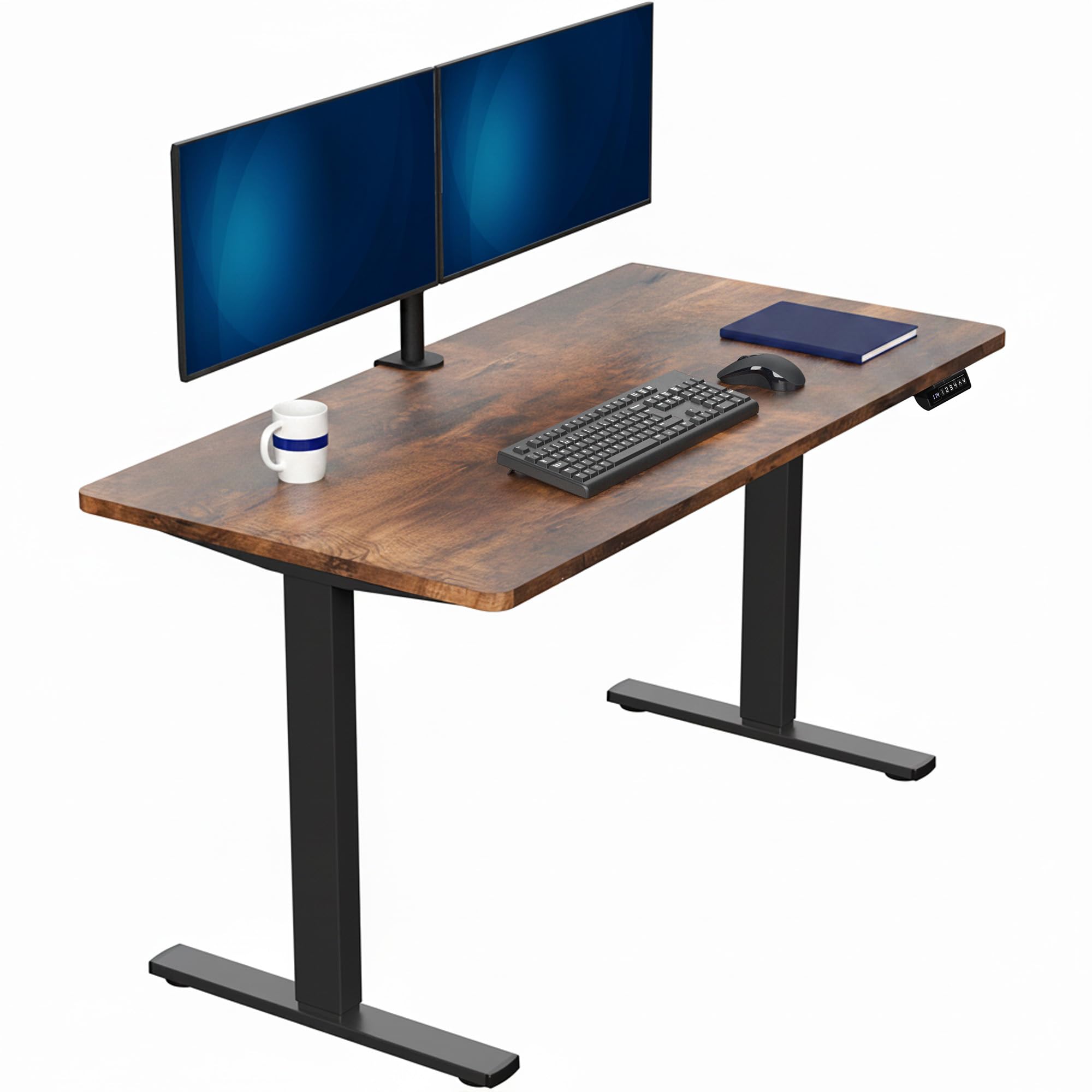 VIVO Rustic Vintage Brown 55 x 28 in Standing Desk, DESK-KIT-1B55N