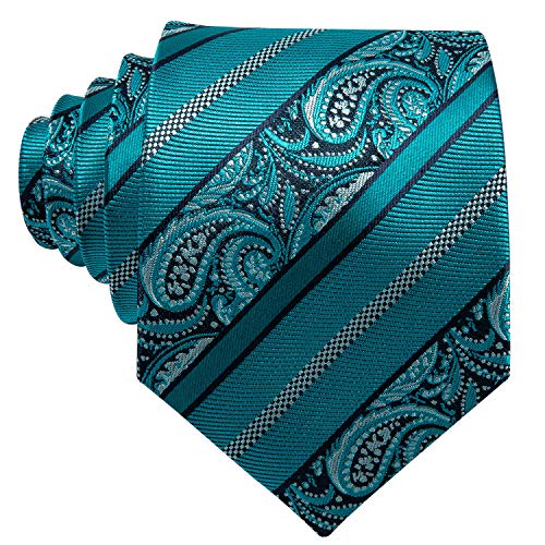 Image of Barry.Wang Men Ties Paisley Woven Silk Necktie Set with Pocket Suqare Cufflinks Formal