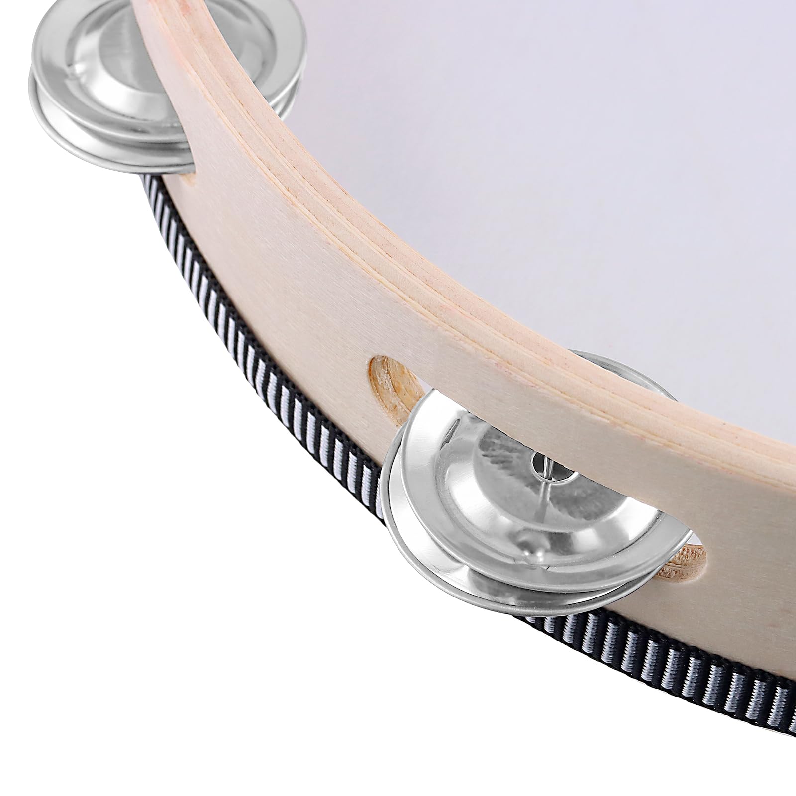 Lot de 4 tambourins en bois pour église, karaoké, éducation musicale - Beige - 25 cm