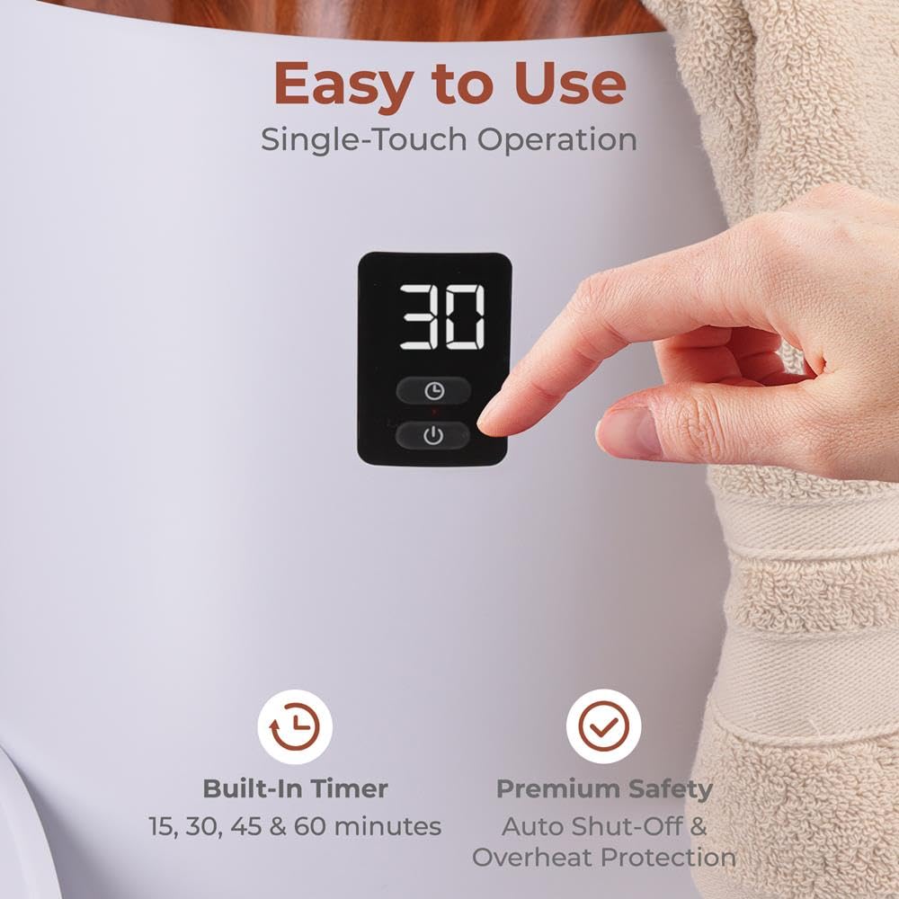 SereneLife Handtuchhalter Braun Holzoptik – Elektrischer Handtuchwärmer für 2 Handtücher Energiesparend und Mobil mit Timer, Handtuchtrockner mit Überhitzungsschutz und Auto-Abschaltung für Bad