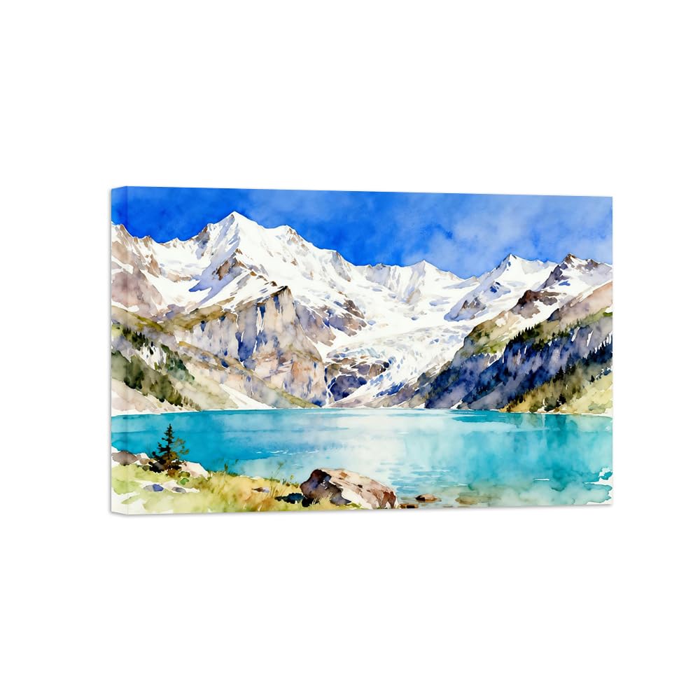 OZPWBVY Mountain Lake Landscape Canvas Prints Ready to Hang 20x30cm Wrapped Canvas