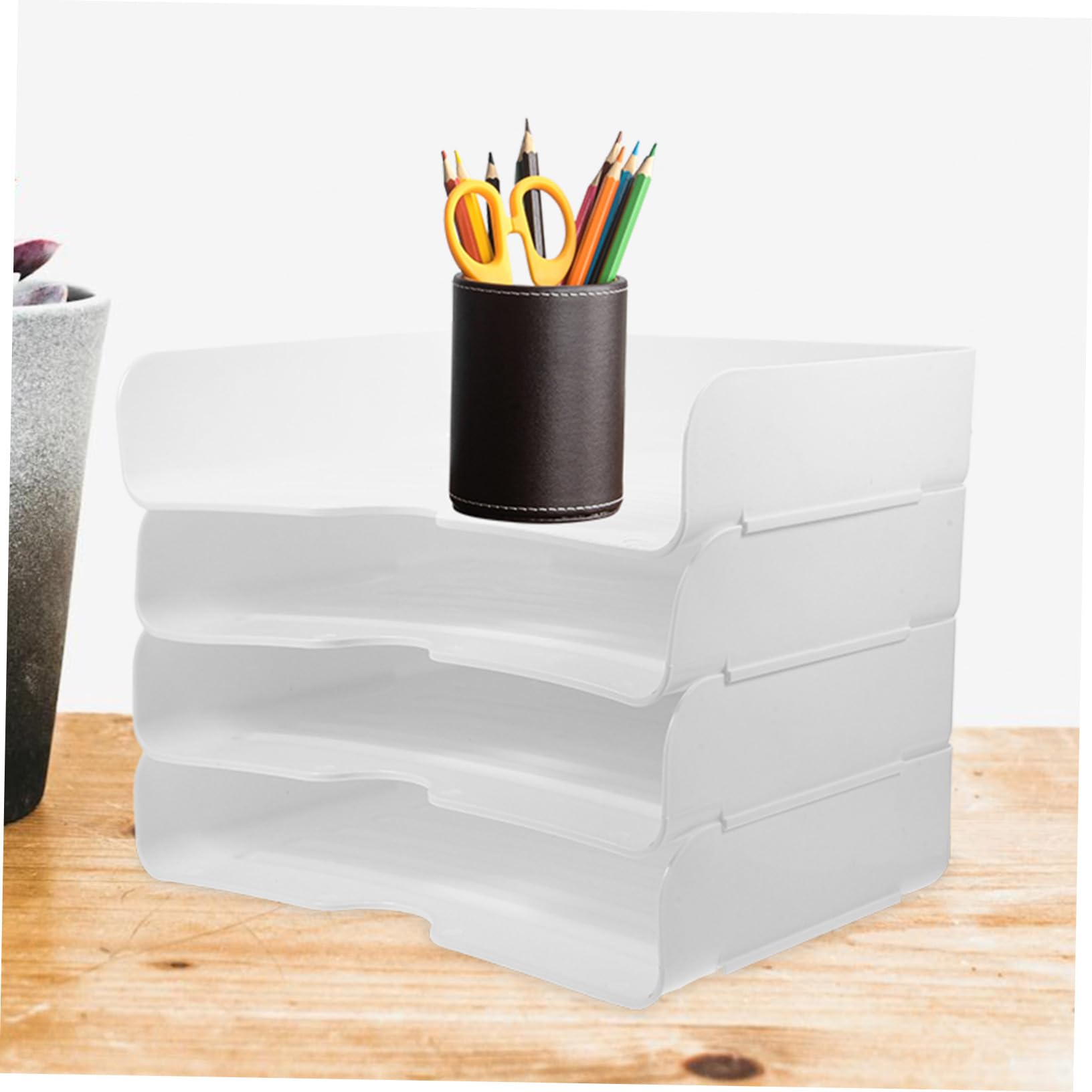 STOBOK 4pezzi Organizer Scrivania Impilabile Vaschette Portadocumenti Per e Casa Design Per Ottimizzare e Mantenere Ordinati Documenti e Cancelleria