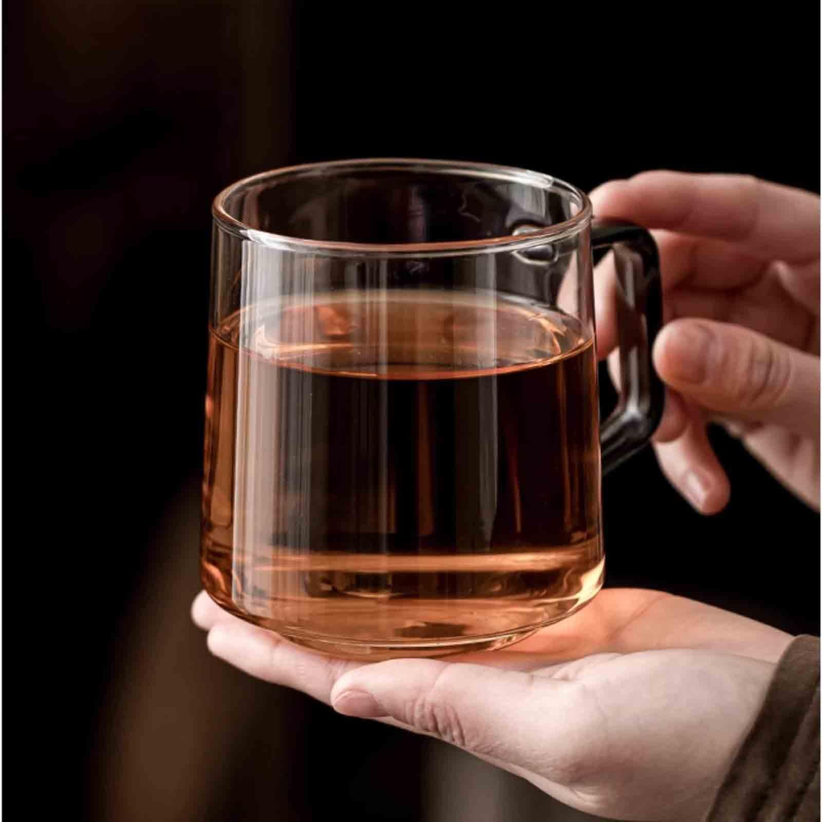 Teetasse aus Glas mit Keramik-Teesieb und Deckel, 445 ml (15,7 oz) Borosilikatglas-Teebecher mit Henkel for losen Tee