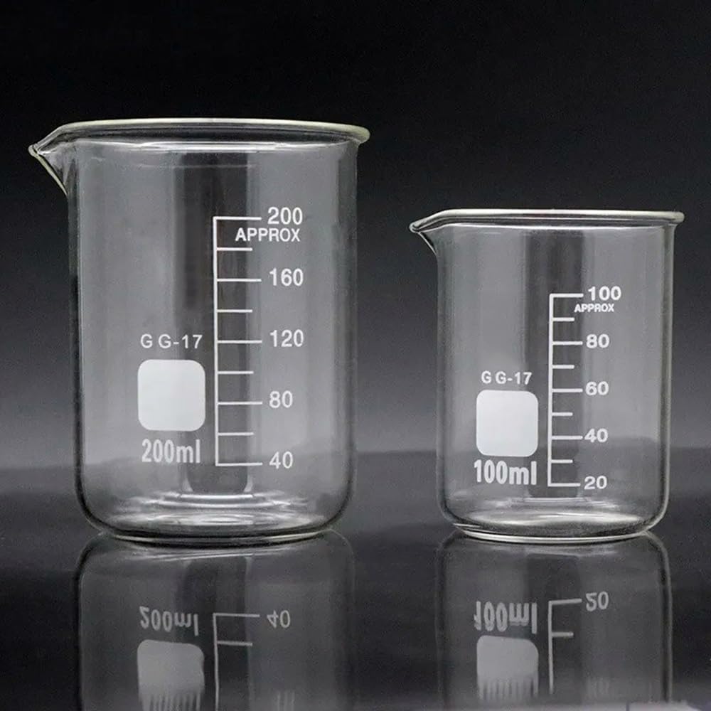 50/100/25/250 ml/150 ml/200 ml Glasbecher mit niedriger Form, Chemielabor, dickwandig, hitzebeständig, skalierter Messbecher(5000ml)