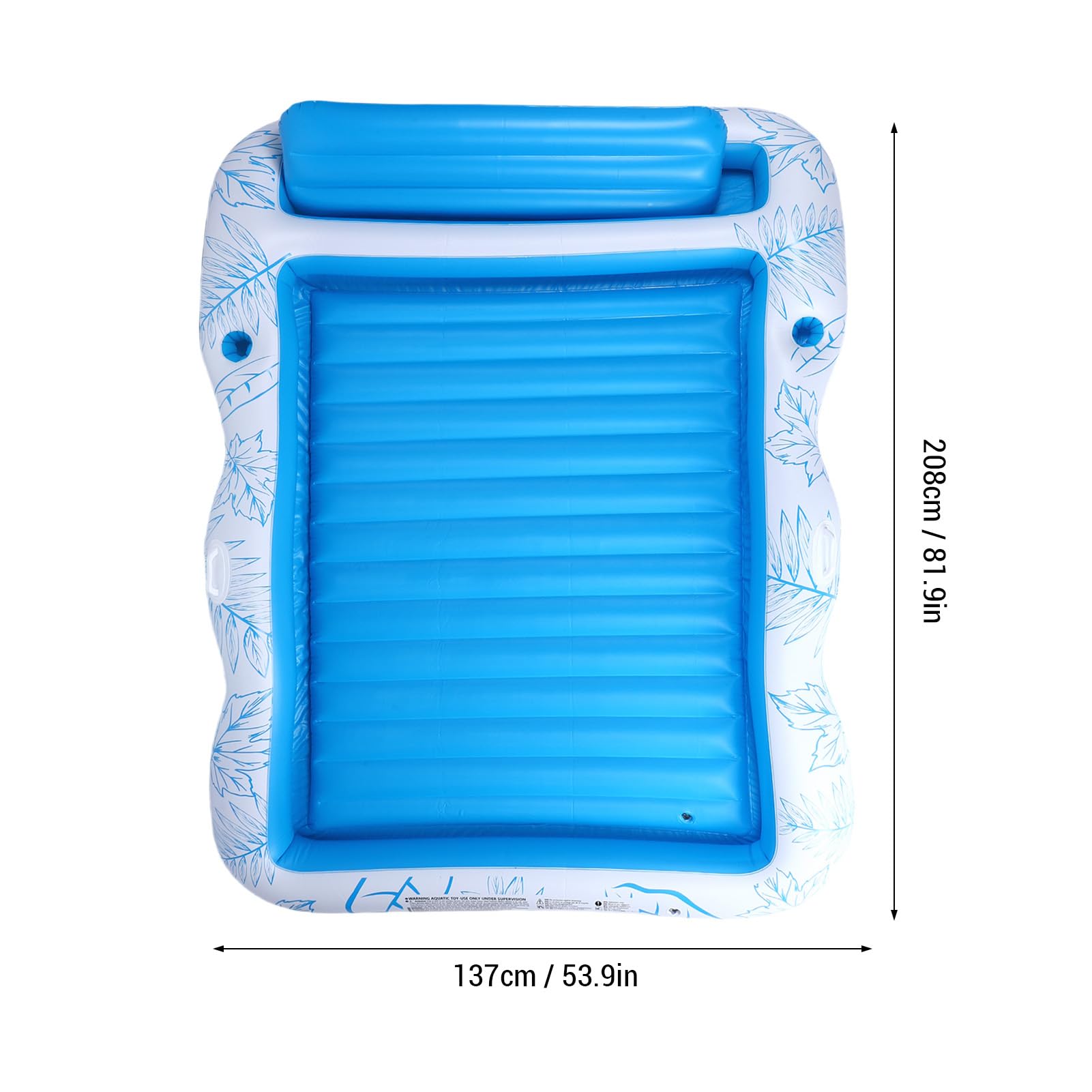 Aufblasbare Bräunungs-Poolliege, Sonnenbad, Strand-Sonnenfloß, Verdicktes PVC, 2 Personen, 215 X 135 cm, Integriertes Kissen mit Schwimmendem Bett für Pool, Strand