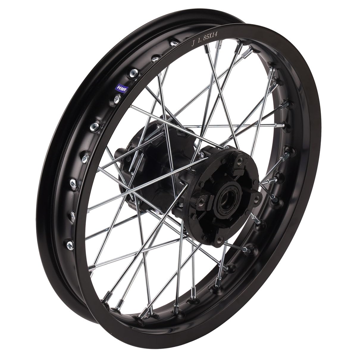 Cerchio in alluminio 14 pollici posteriore nero tipo 17 adatto per quasi tutti i modelli con asse da 15 mm Dirt Bike, Pit Bike, XMOTOS, MotoCross