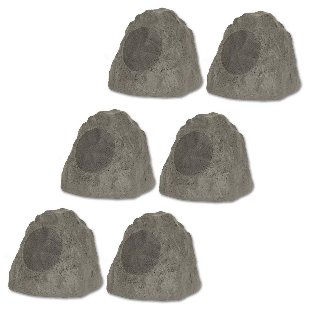 Theater Solutions 6R8SG Outdoor Slate 20.3 cm Rock 6 zestaw głośników do basenu spa podwórka ogrodu