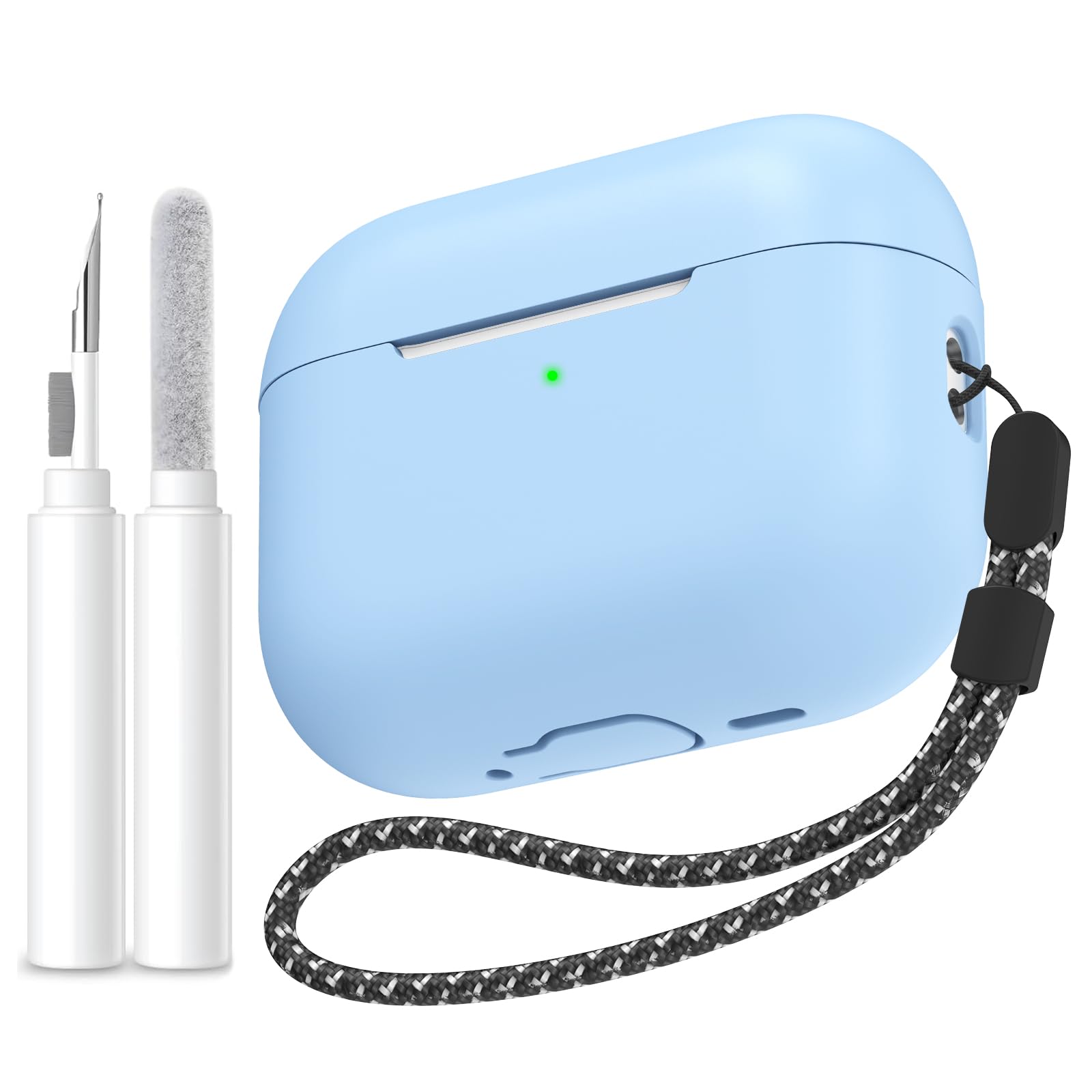 AhaStyle Hülle für AirPods Pro 3 (2025) Mit Reinigungsstift Weiche Silikon AirPods Pro 3. Generation Case Mit Handschlaufe Vollständige Stoßfeste Schutzhülle für Apple AirPods Pro 3. Gen
