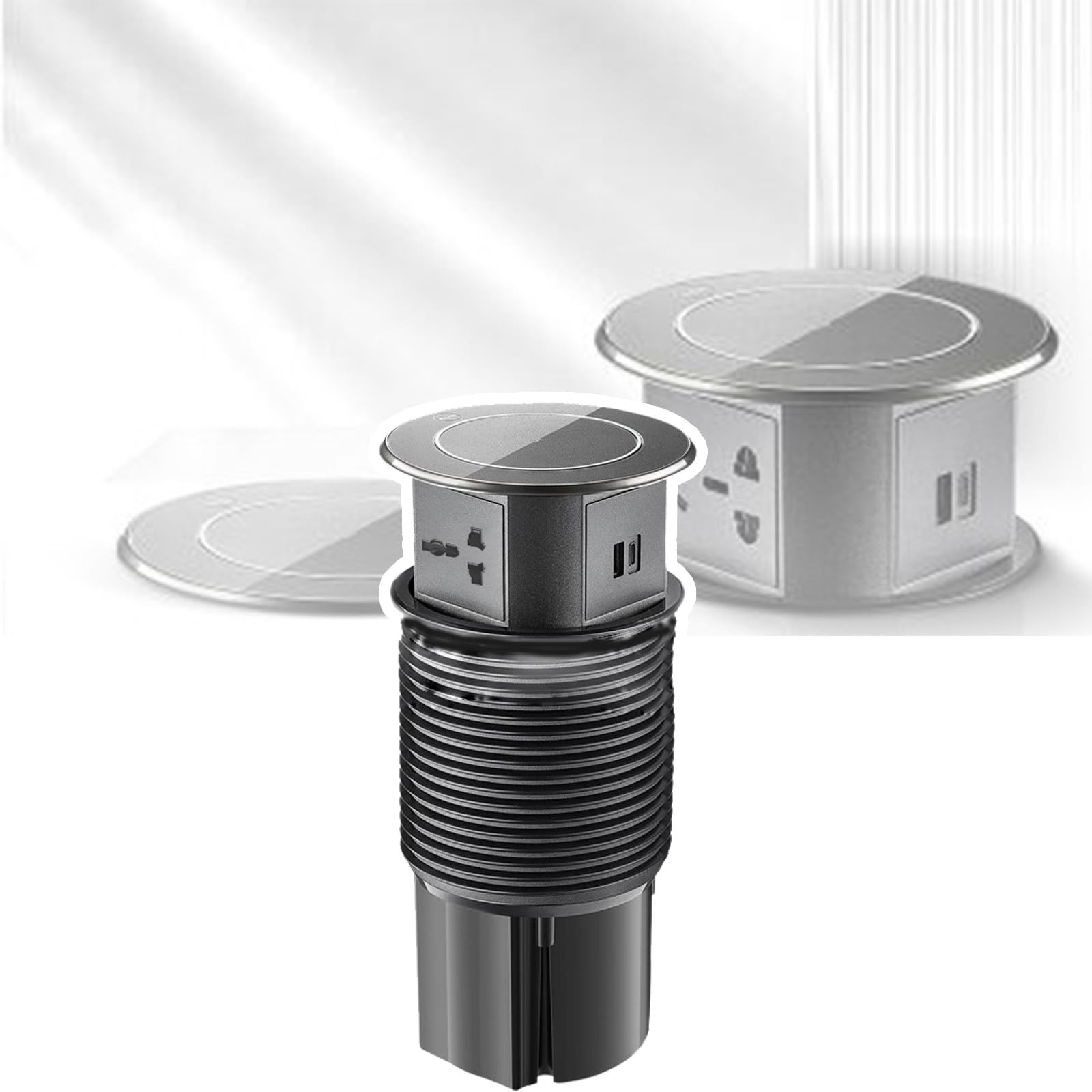 Presa Elettrica Pop-Up Da Cucina Con Caricabatterie Wireless, Ricarica Su Quattro Lati, Porta Usb, Sollevamento Pneumatico, Ricarica Wireless (12 * 12 * 26,05 Cm)