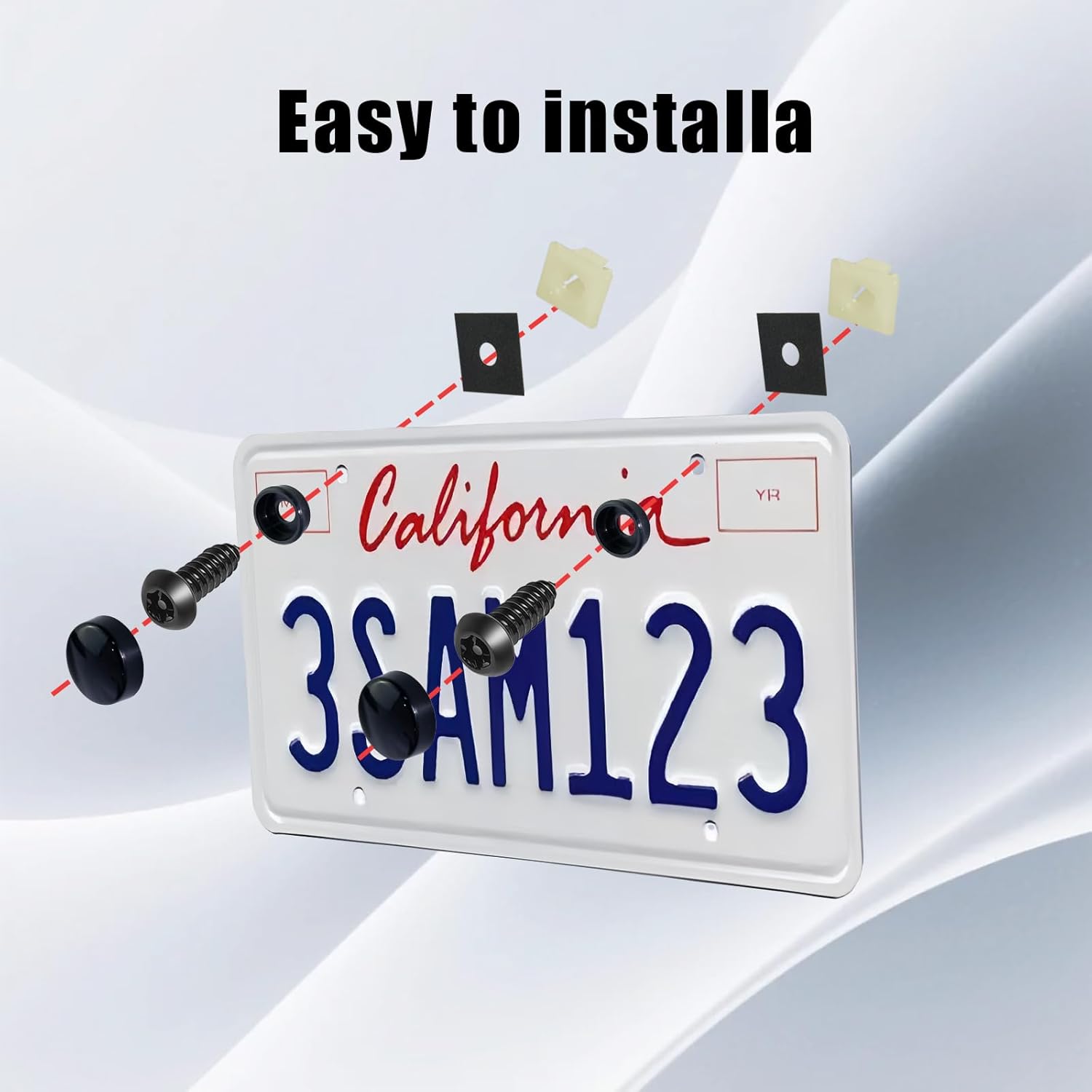 Anti Theft License Plate Screws Kit, Stainless Steel Security Bolts for Car Tag Frame Holder, M6 Tamper Resistant Fasteners, Rust Proof Caps Cover for Front Rear Frame Holder Mounting, Black