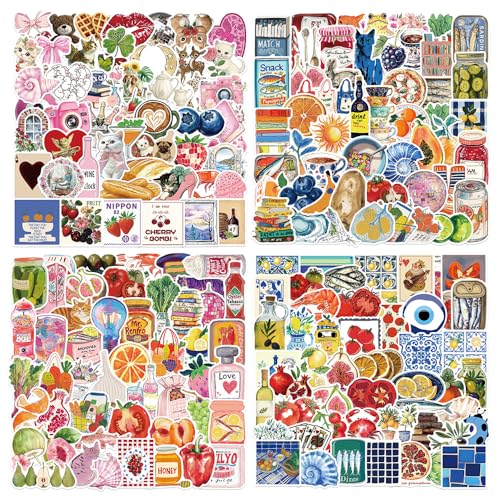 Auroriel 200 Pièces Autocollants Vintage Esthétique Autocollants Alimentaires Autocollants Fruits Rétro pour Ordinateur Portable Scrapbooking Journalisation...