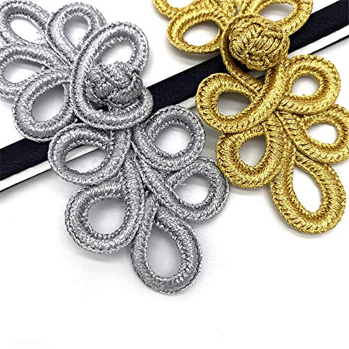 Evago 10 Pairs Chinese Knots Frog Buttons Closure Sewing Fasteners For Sweater Cloak Coats Scarf Cardigan And Costumes Outfit Sewing, Silver #TOP3