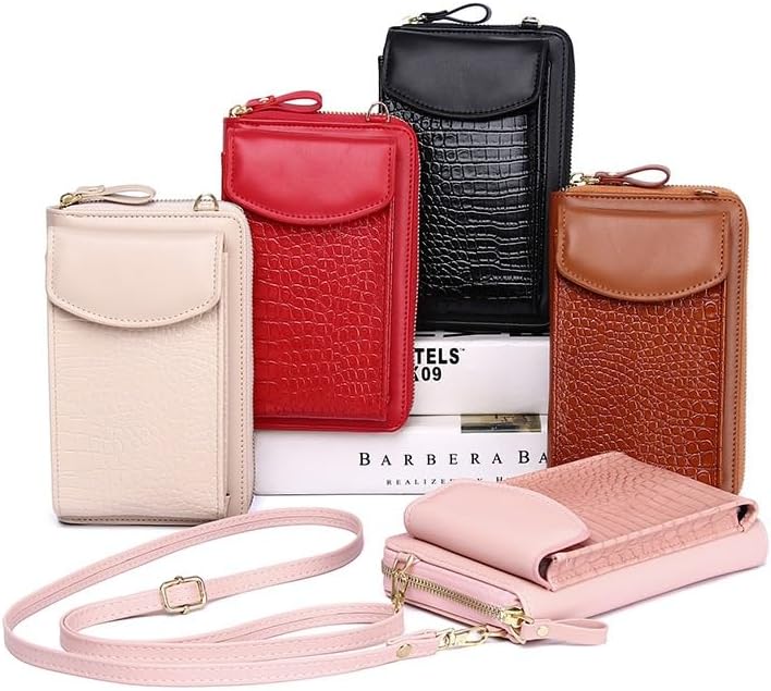 PU Flap Mobile Phone Bag Metal Zipper Cell Phone Crossbody