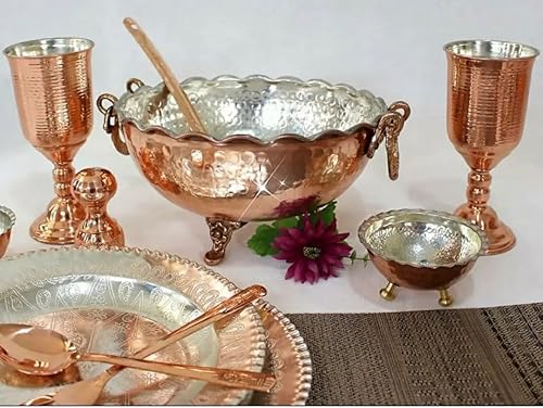 Miniatura 7 de Angel's Peel Lounge Cuenco mediano de cobre 100 cobre puro, 1.13 libras, cuencos decorativos de cobre hechos a mano para alimentos, dulces, frutas y