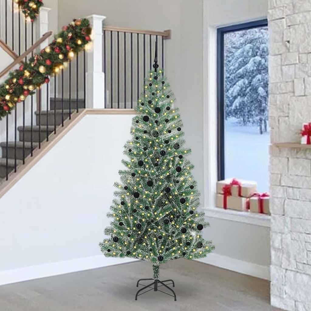 Sapin de Noël artificiel 240 cm floconné avec lumières LED intégrées