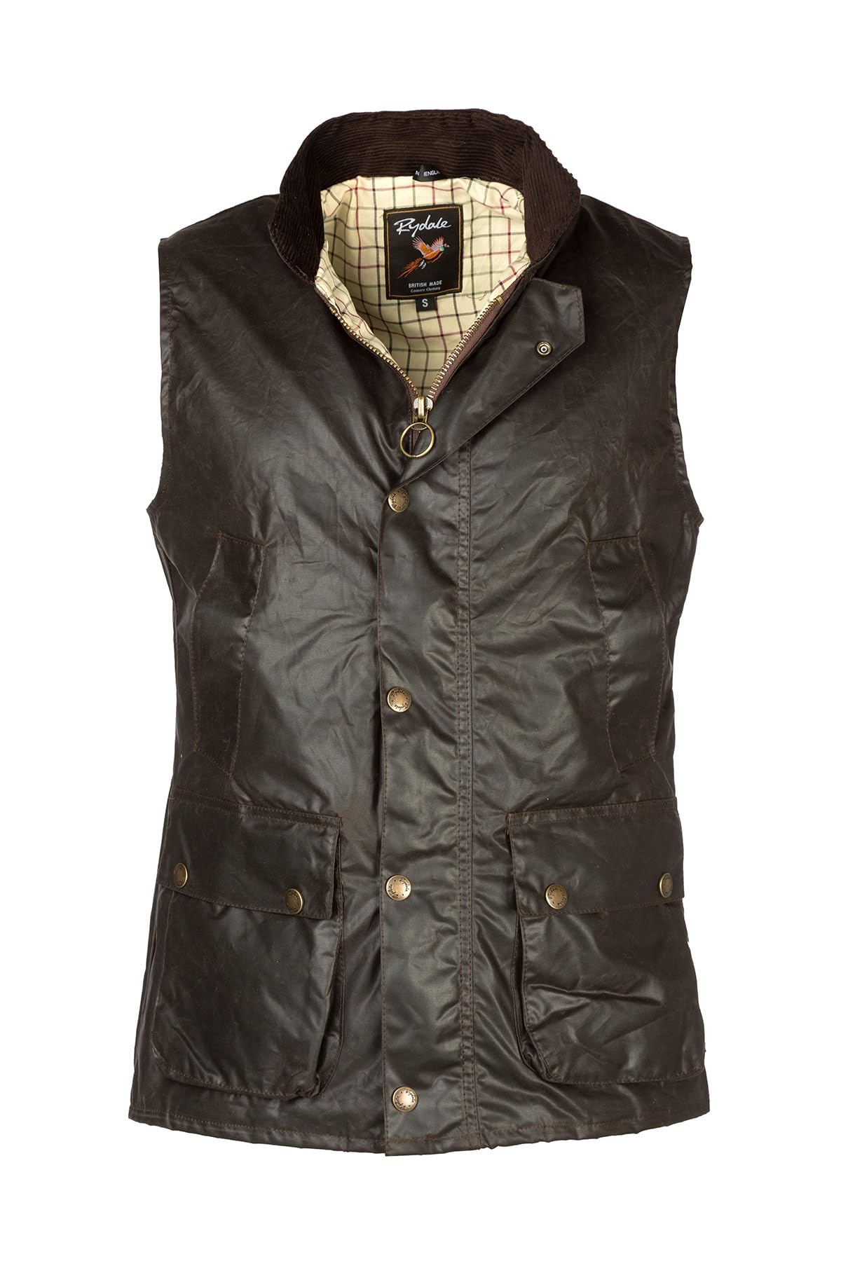 Rydale Men's Wax Waistcoat Waxed Cotton Lined Gilet Sleeveless Jacket 3 Colours (UK, Alpha, XXL, Regular, Regular, Brown)