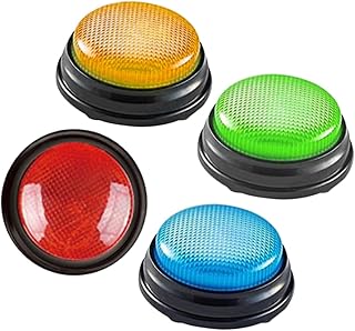 Abaodam 4個 色光る答えボタン 押すと異なる音が鳴る耐久性プラスチック製クイック ブザー 家族ゲームやパーティー用多用途競技用おもちゃ