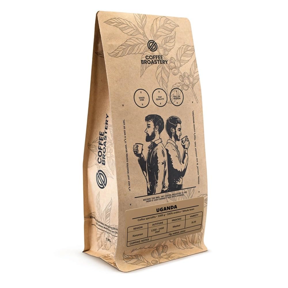Coffee Broastery Uganda Kanyenye 1 kg – Caffè in Grani 100% Arabica, Tostatura Artigianale Fresca, Note di Fico, Noci e Cacao, Origine Tracciabile, Specialty Coffee