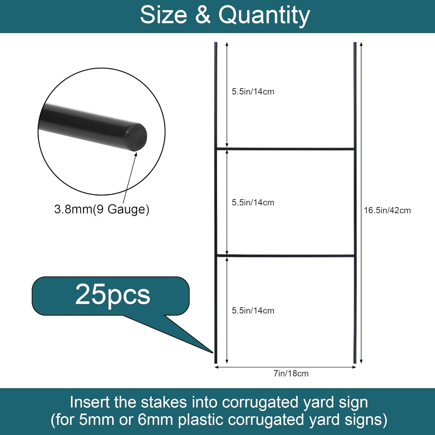 Photo 1 of 25 Pack Metal Yard Sign Stakes, 16.5x7 Inch Heavy Duty H-Shaped Wire Stakes for 4mm Corrugated Panels – Durable Blank Lawn Sign Posts with Yard Sign Holder, Waterproof & Wind Resistant for Outdoorr