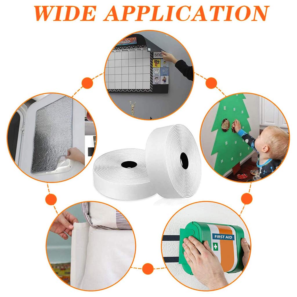 Auto Adhesivo Doble Cara 25m, Cinta de Gancho Cinta Autoadhesiva Fuerte Pegajoso Doble Cara, para plásticos, Piso, Puerta, vidrios. - Blanco 3cm Ancho