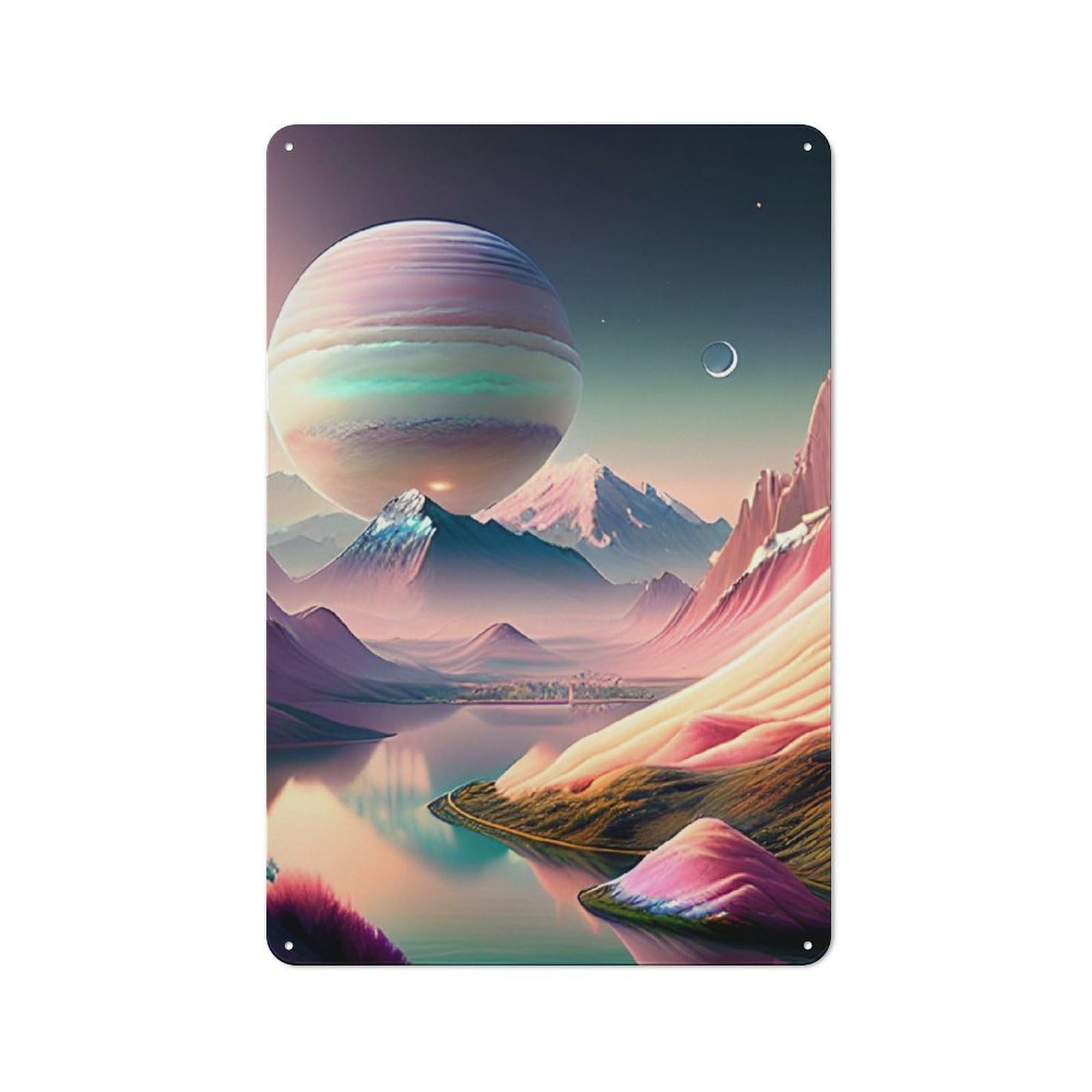 Junmoney Beautiful Fantasy Planet Retro Printed Metal Sign 30X20cm For Garage Or Workshop, For Garage, Workshop And Man Cave Decoration