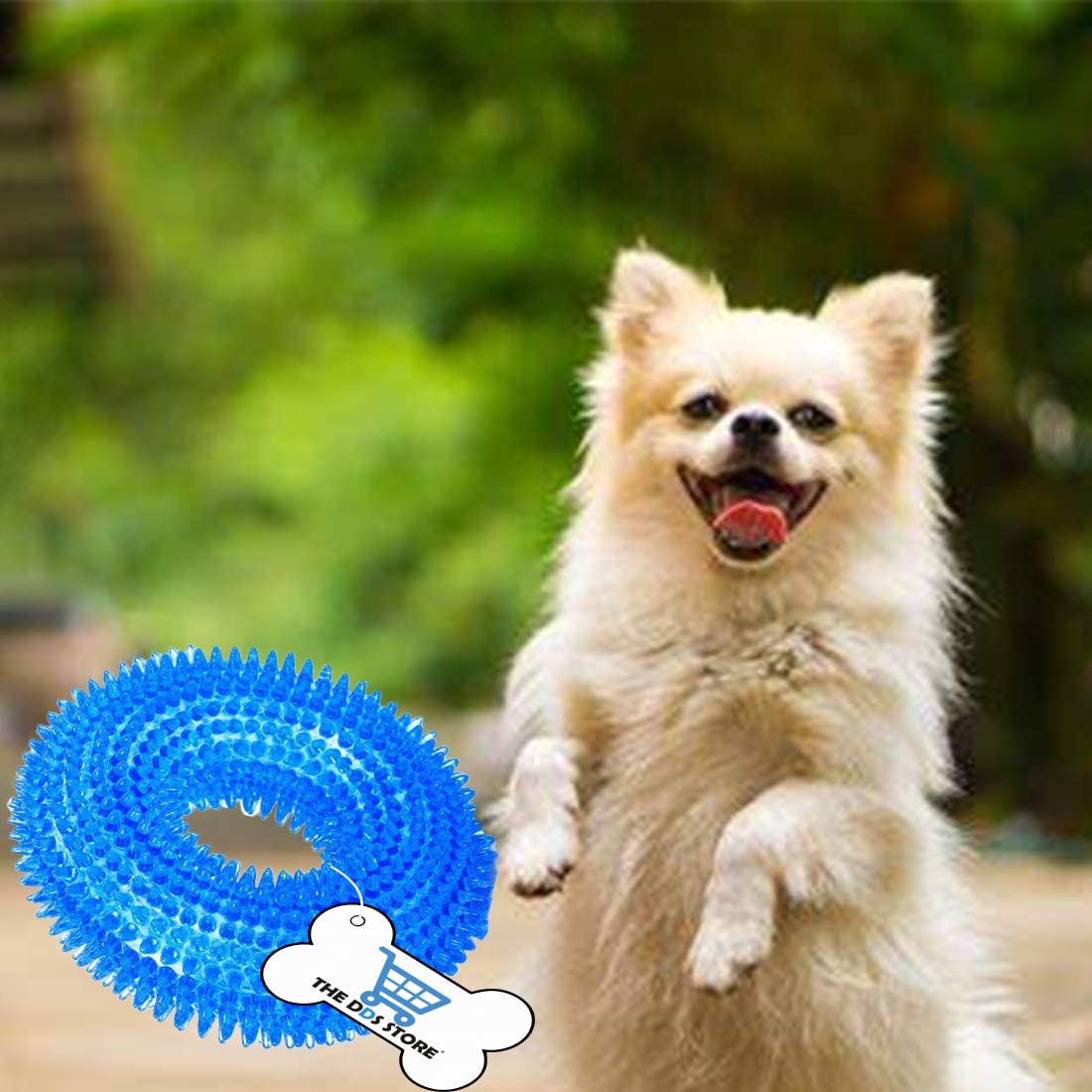 Cozy Puppies Pet Puppy Dog Squeaky Chew Toys for Aggressive Chewers Dental Teething Cleaning [Non-Toxic Soft Natural Rubber], Cute Crystal Ring Design -4.92 inches (Blue Spike Ring) (B08RX9D5DJ) Amazon Price History, Amazon Price Tracker