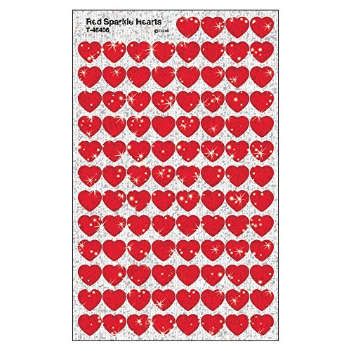 TREND ENTERPRISES, INC. Red Sparkle Hearts superShapes Stickers-Sparkle, 400 ct