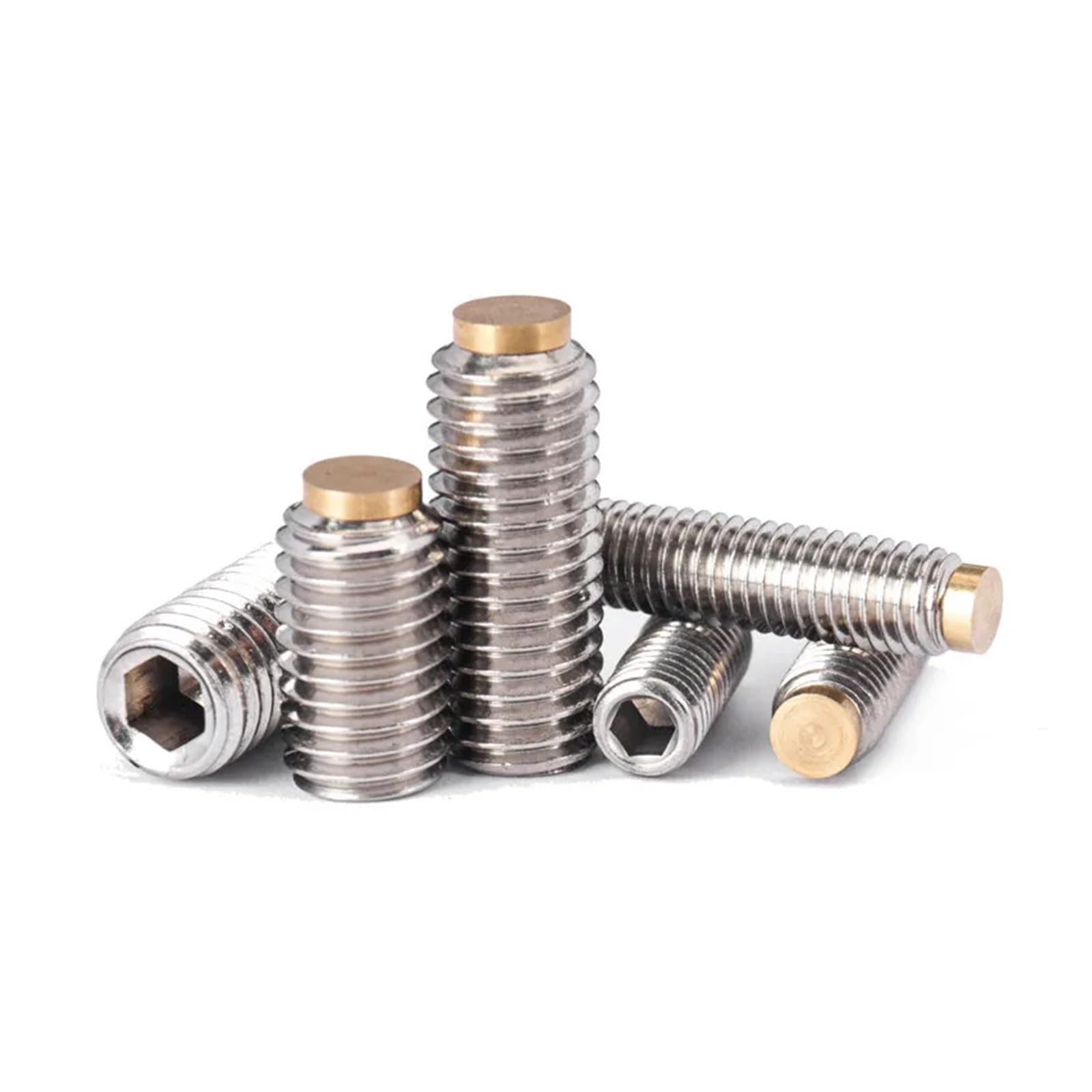 10 Pz M5 304 Acciaio Inossidabile Ottone Punta Cane Punto Grub Convesso Bullone Senza Testa Vite A Esagono Incassato(40mm,M5x2.5x1.2-10pcs)