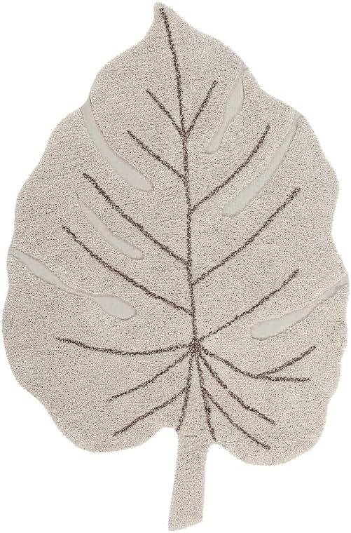 Lorena Canals Machine Washable Rug Monstera Natural. 97% cotton 3% other fibre Base: reycled cotton -Natural, Brown- 120x180cm
