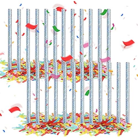 HAPYFMSHI 24 Pieces Colorful Confetti Sticks, Compostable Tissue Paper, Shoot Poppers, Handheld Flick Sticks for Indoor/Outdoor Weddings, Birthdays, Celebrations, Events, Party Supplies (14in) Cover