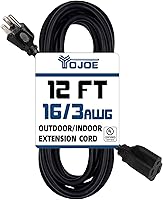 Vista 27 de YOJOE Cable de extensión para interiores y exteriores, calibre 16, SJTW, resistente, 15 pies, color verde, 3 clavijas 13A, resistente a