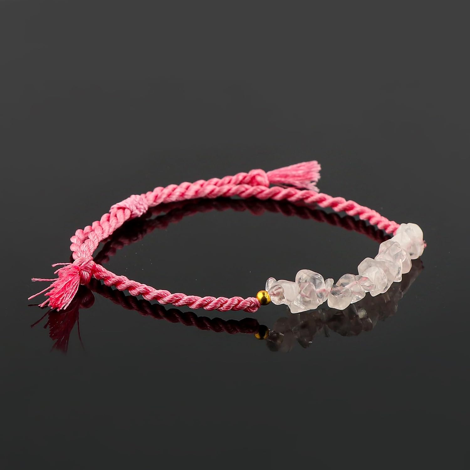 Thecraftman Natural Chips Braided Bracelet, Energy Healing Crystals, Birthday, Gift for Her, Resizable Hand Braid Rope Thread Protection Bracelet for Men, Women, Gemstone Jewelry 7 inch