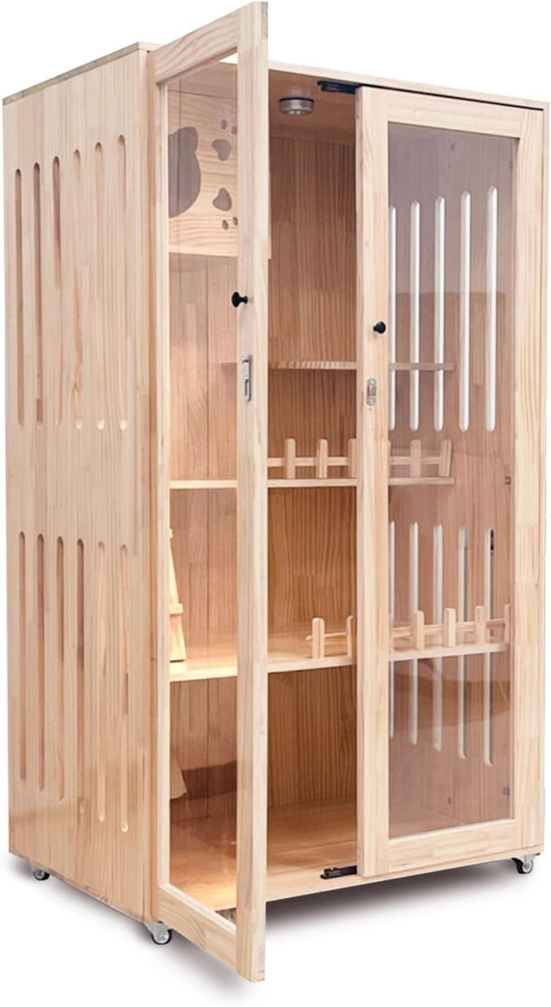 Laifug Large Wooden Cat House for Outdoor and Indoor Cats,Luxury Multi-Feature Cat Condo with Cat Scratching Posts 59in Oversized Cat Villa on Wheels : Pet Supplies
