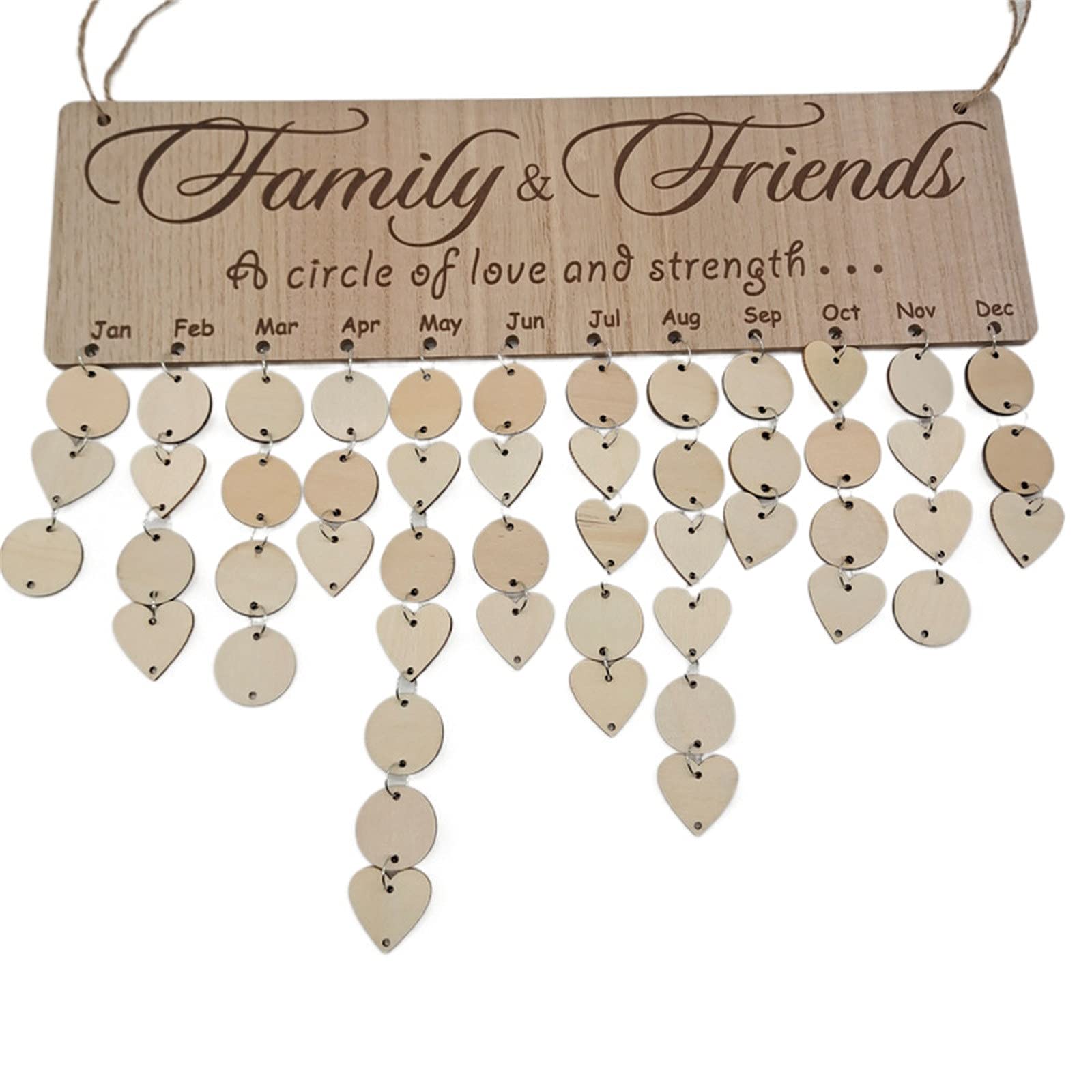 Amazon.com: Wood Calendar Family Wall Calendar Birthday Reminder Wall  Hanging Birthday Calendar for Classroom Wooden Tags for Crafts with Holes  Wall Decor Fall Door Decor Fall Wreath for Home Decor,Beige : Home