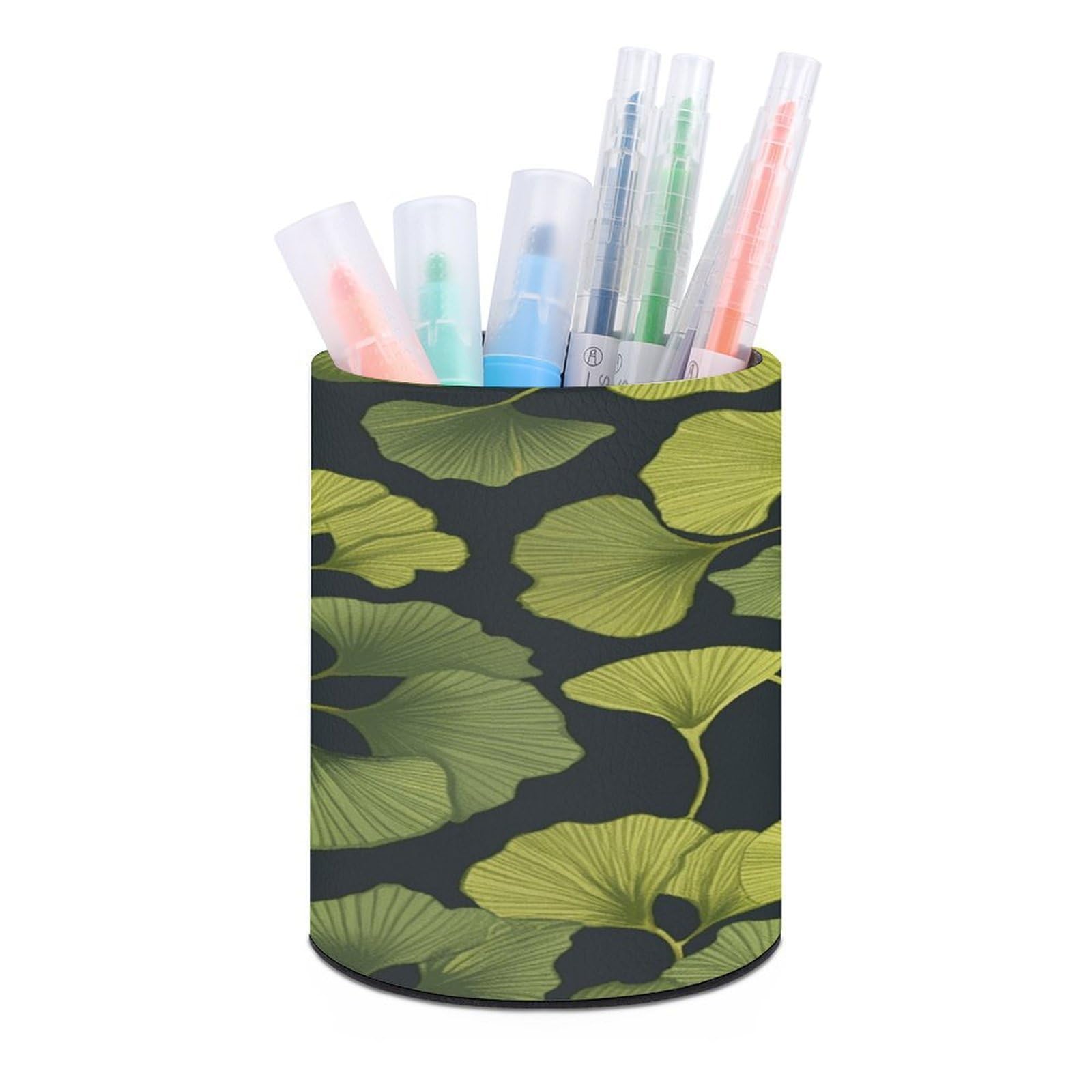 VstaDank Ginkgo Biloba Pen Holder for Desk Makeup Brush Holders Stylish Pen Cup Cute Pencil Cup Round Pencil Holder Decor Brush Scissor Holders for Multifunctional Office Supplies