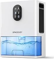 SpacekeyDirect 106oz Dehumidifier for Home (1000 sq ft) - Quiet Bedroom/Bathroom/Basement/RV, Timer, Auto Shut-Off, Sleep Mode, 7-Color Lights, White