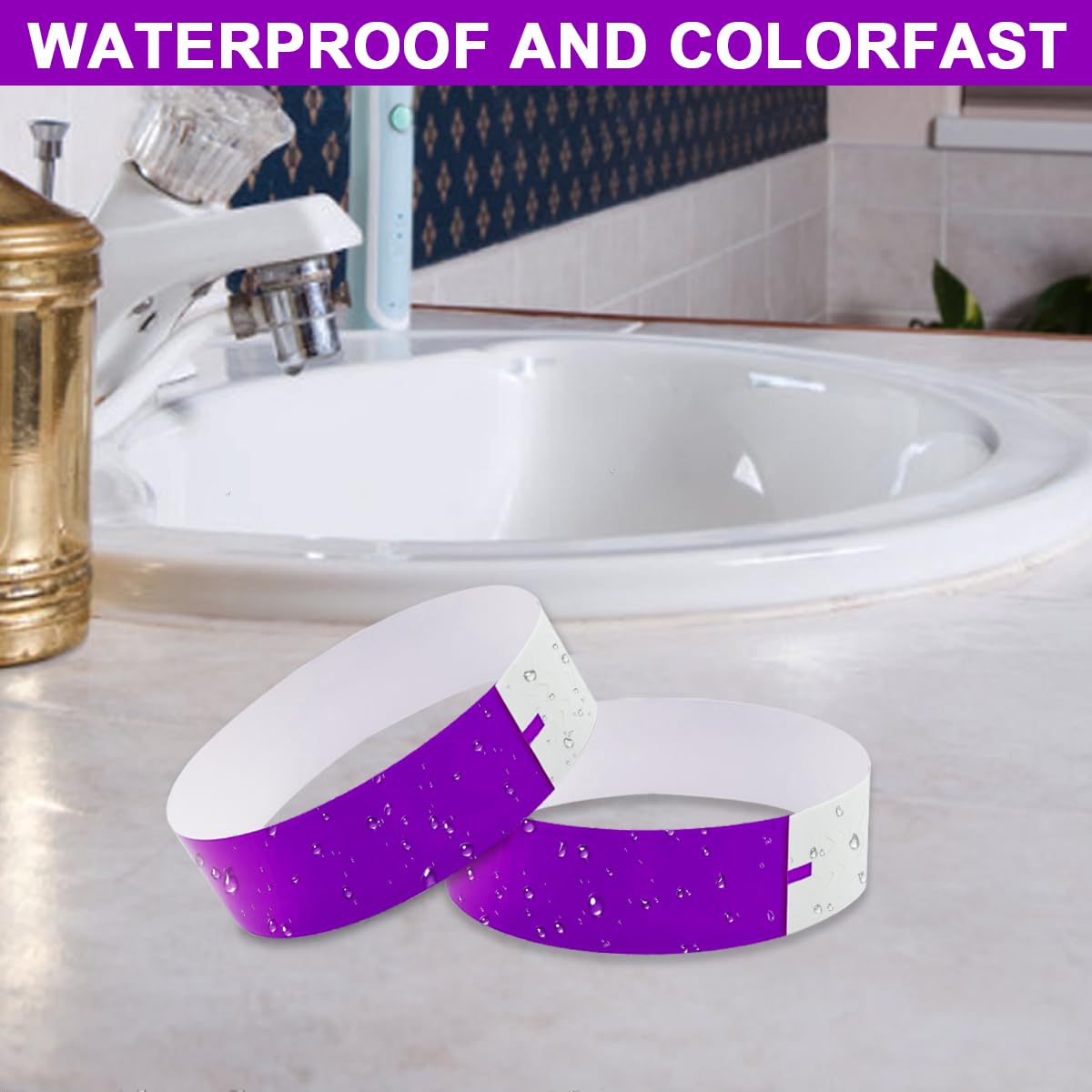 JNBGTU 600 Pack Wristbands for Events Waterproof Papery Wrist Bands Disposable Paper Bracelets for Events Party Music Festivals Concerts Contests Exhibitions (Purple) - Image 4
