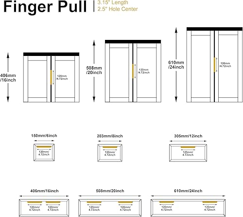 Miniatura 10 de Satanga Tirador de pestaña para los dedos de los bordes para armarios de cocina, tiradores ocultos de aluminio para puerta, paquete de 10 unidades