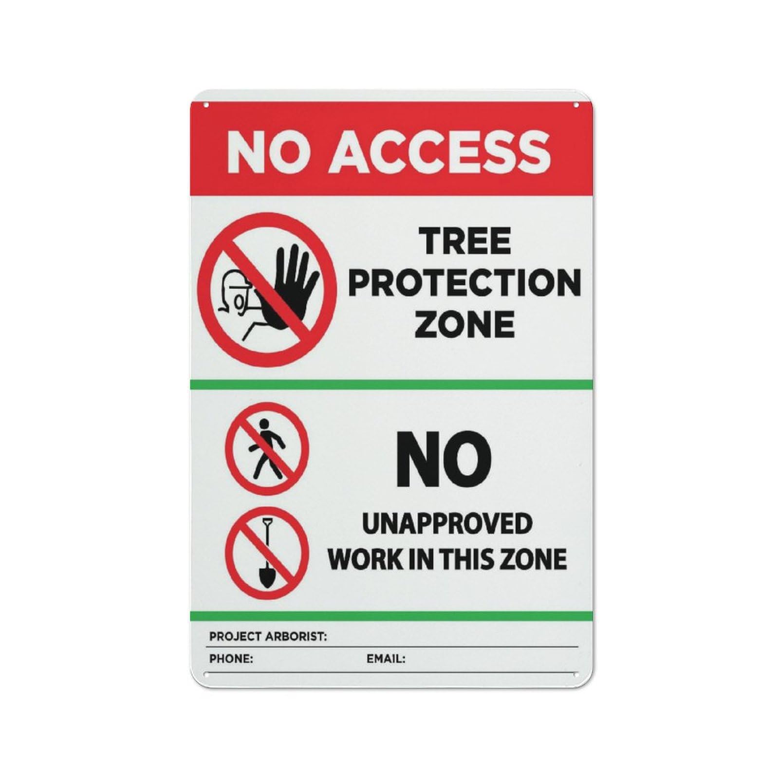 Xewazd A459 8"X12" Vintage Metal Tin Caution Sign - Tree Protection Zone No Access (Custom Red) | Vintage Style Wall Decor