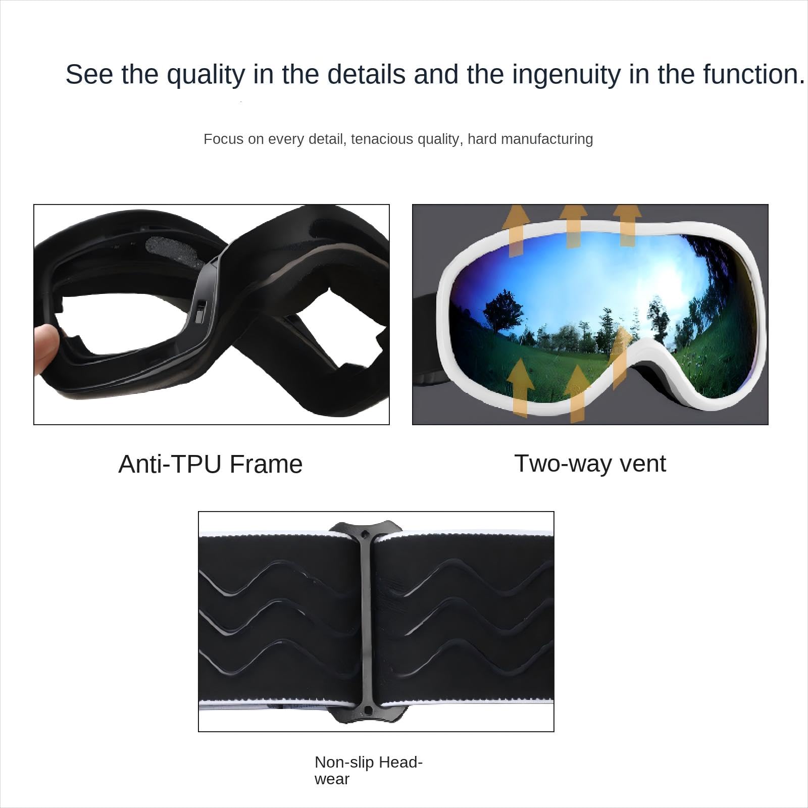 Lunettes de Ski sphériques 2024 Nouvelles Lunettes Double Anti-buée Hommes et Femmes Peuvent Porter Anti-buée, Vent et Protection, Peuvent Porter des Lunettes de Ski myopie