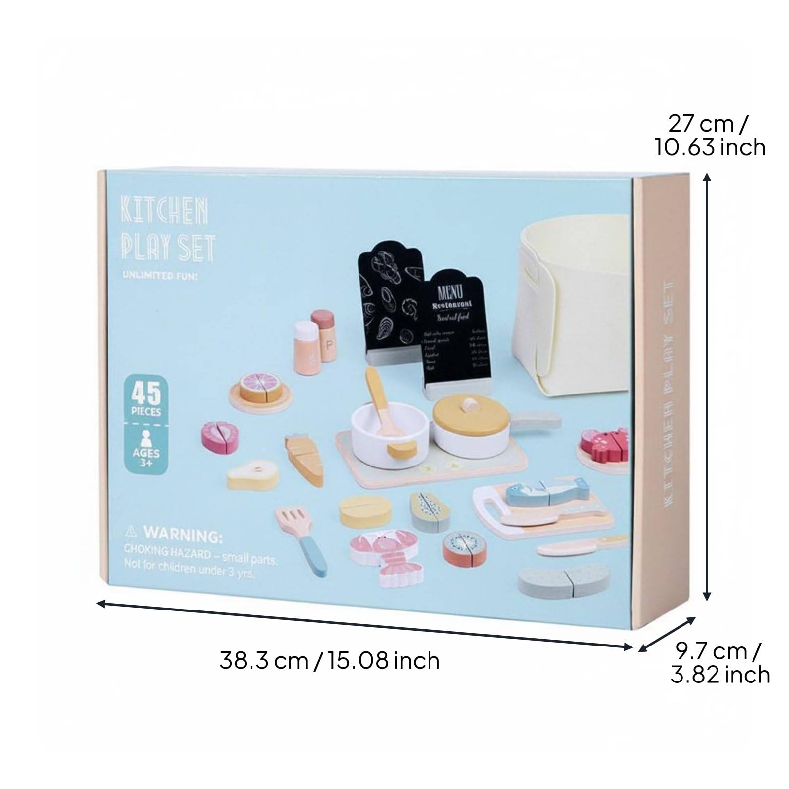 kowaku Set Cucina Giocattolo Bambini Cibo Finto Taglia E Incolla Piano Cottura in Legno Carne Pesce con a Scatto per Sviluppo Manualità Adatto per Gioco Educativo Casa Regali Ludoteca