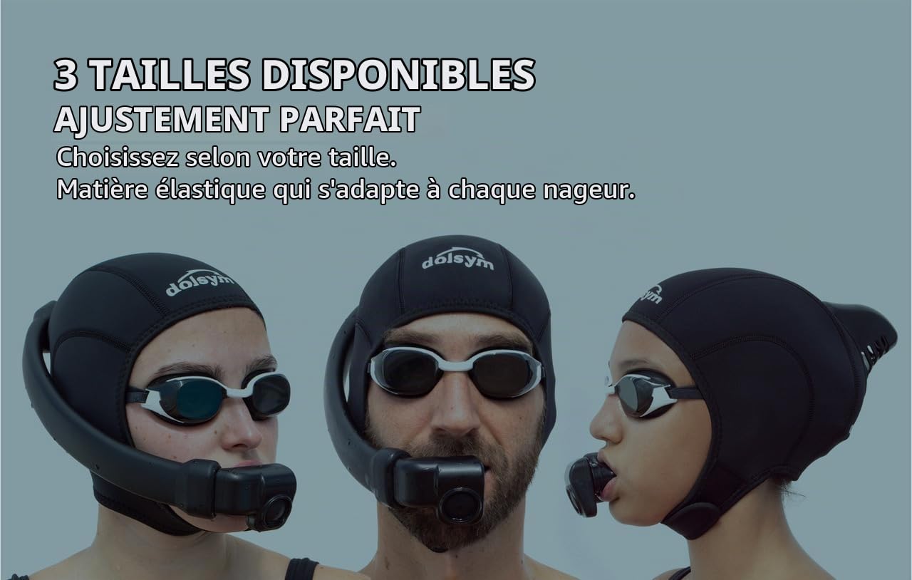 Tuba de Natation intégré à Bonnet en Néoprène Lycra Taille